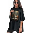 thumbnail image 3 of Plus Size Shirt for Women Black Tops for Women Short Sleeves Shirt for Women Tiger 6 T Shirt Crewneck Shirt for Women 4XL, 3 of 5