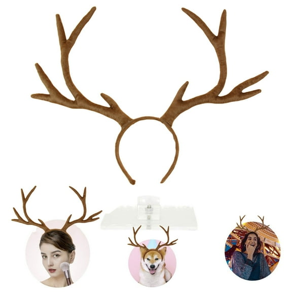 Barrettes Coffee Christmas Deer Ears Headband Furry Bunny Ear Hair for Girls and Women Party Accessories