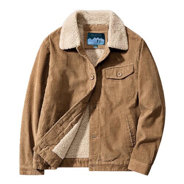 Mens Jacket Winter Mens Winter Thickened Corduroy Jacket Lamb Wool Loose Jacket