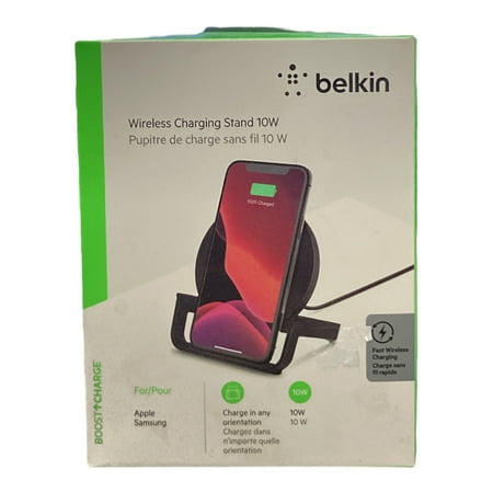 Belkin - 10W Qi-Certified Wireless Charger Stand - Fast Charging for iPhone, Samsung Galaxy - Includes AC Adapter - Black