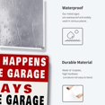 thumbnail image 2 of Metal Tin Garage Sign Man Cave Wall Decor For Men What Happens In The Garage Stays In The Garage Signs Funny Room Accessories Home Decorations Bar Signs Garage Rules Garage Stuff Gifts 12 X 8 Inch, 2 of 12