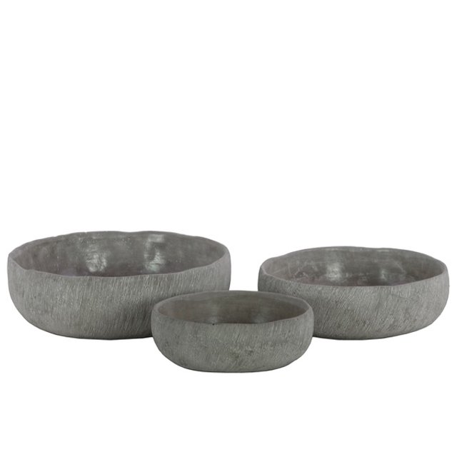 Pot de Fleurs Rond Ciré, Ensemble de 3, Gris