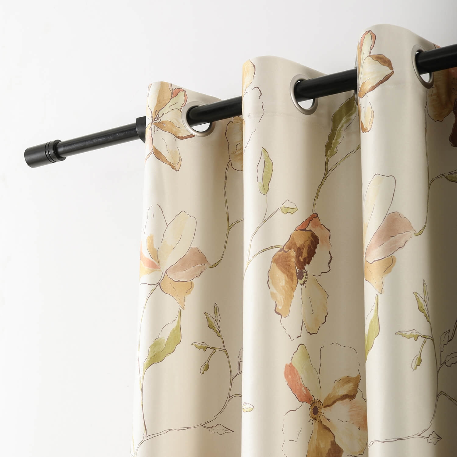 VOGOL Print Floral Pattern Blackout Thermal Insulated Window Treatment Drapes for Nursery Kids Girls Baby Room, Grommet Top, 52x84 Inch 2 Pieces, Yellow