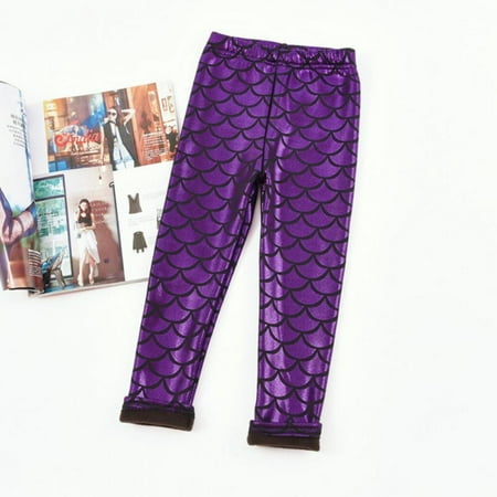 

BULLPIANO Kids Girls Mermaid Leggings Shiny Metallic Scale Pants for Halloween Dance Party 4-15Years