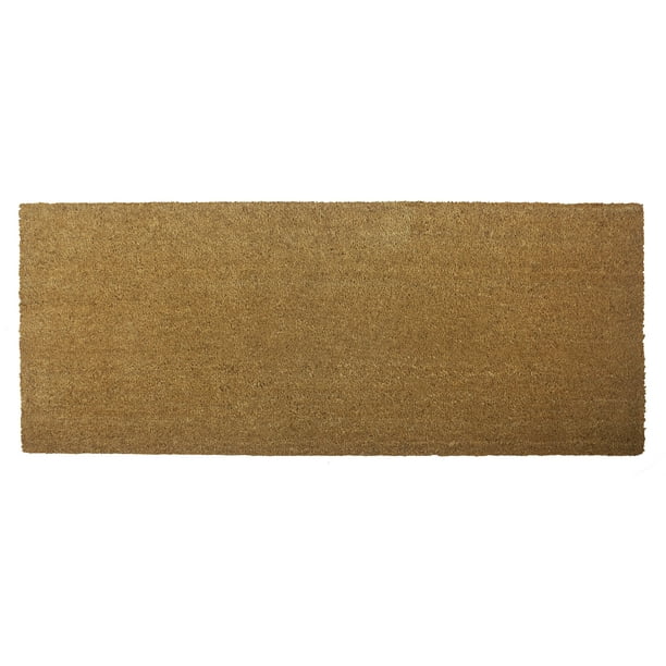 Entryways Coir Doormat w/Backing, 24'' x 60'', Natural Coir and Black