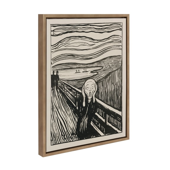 Kate and Laurel Sylvie Edvard Munch The Scream 1895 The Art Institute of Chicago Framed Canvas Wall Art by The Art Institute of Chicago, 18x24 Gold, Decorative Museum Series Art Print for Wall