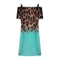 thumbnail image 4 of DailyTrove Women's Color Block Leopard Print Midi Dress, Short Sleeve, Casual Night Out & Festival Wear, Stretchy Polyester Blend, Contrast Trim, 4 of 6