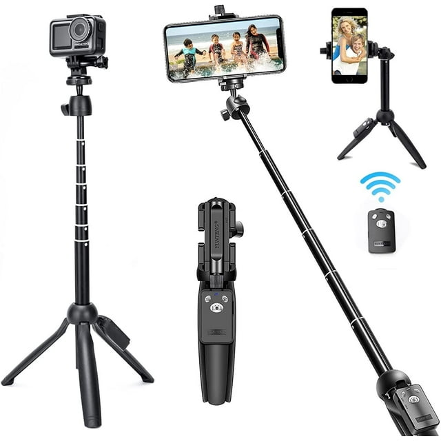 Selfie Stick,45" Extendable Selfie Stick Tripod,Portable Phone Tripod with Remote Shutter,Compatible w/iPhone 12 11 pro Max Xr X,Android,Samsung Galaxy S20 S10 and More - Selfie Stick