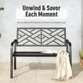 thumbnail image 2 of Durable Outdoor Bench Patio Steel Garden Furniture Deck Porch Seat Backyard Park Chair, 2 of 8