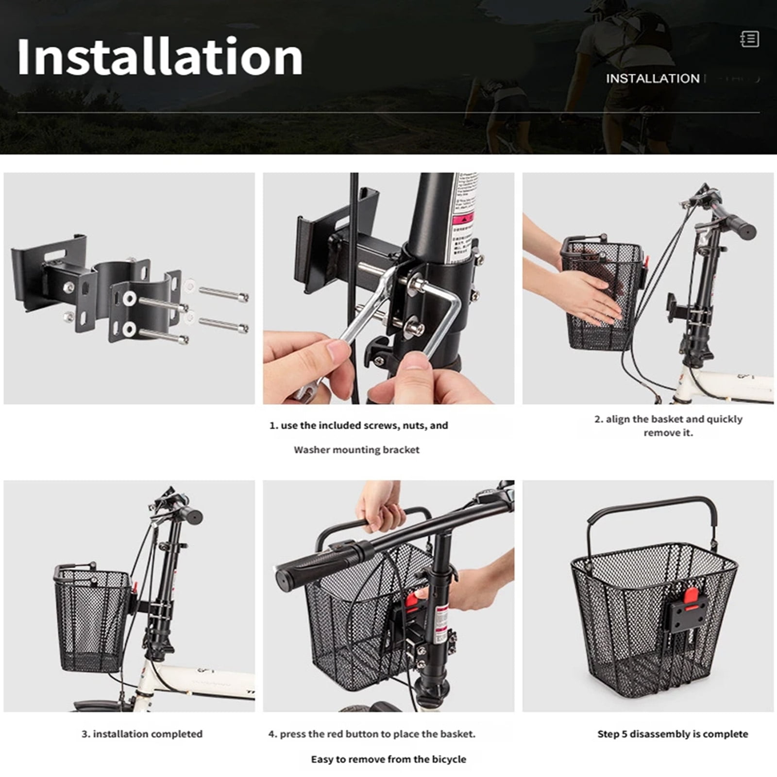 Front Bike Bicycles Metal Baskets Folding Bike Front Storage Basket Cycling Basket for Electric Bikes