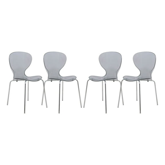 Modern Oyster Transparent Side Chair, Set of 4 - Transparent Black