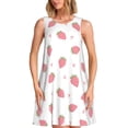 thumbnail image 1 of Kdxio Robe d'Été Sans Manches à Imprimé Fraise Dessiné à la Main pour Femmes, Décontractée, Ample, avec Poche, 1 of 7