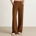 thumbnail image 3 of Bloomae Women's Yoga Dress Pants with Pockets Loose Wide Straight Leg Work Pants Elastic High Waist Dressy Casual Striped Pleated Comfy Flowy Trousers, 3 of 9