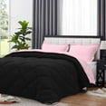 thumbnail image 2 of D.N.G. BEDDINGS 3 Piece Luxury Reversible Diamond Pattern Comforter Set Premium Super Soft, All Season 800 TC, 100% Egyptian Cotton Oversized Super King Size Light Pink/Black Solid Color, 2 of 7