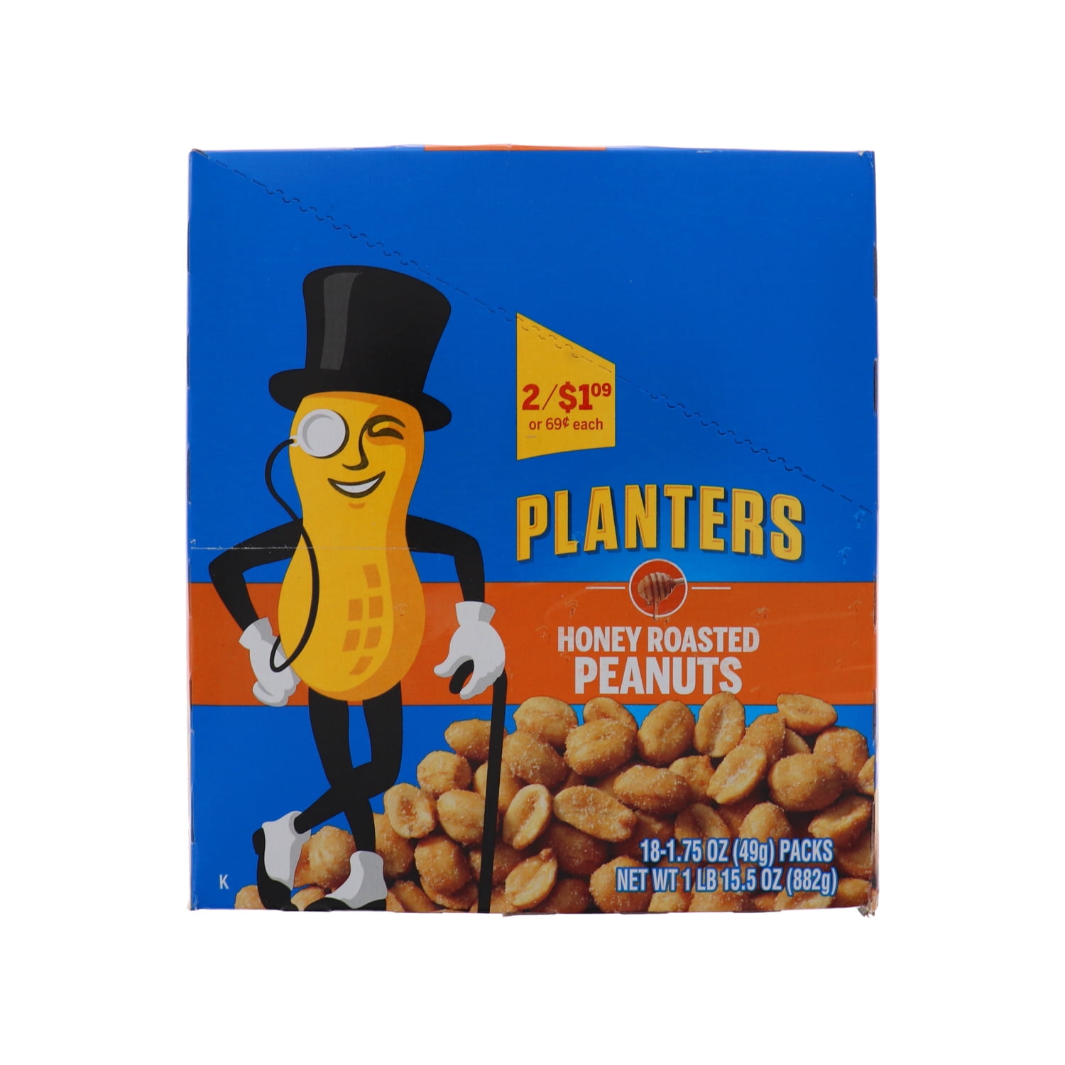 Product Of Planters, 2/1.09 Honey Roasted Peanuts, Count 18 (1.75 oz