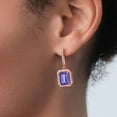 thumbnail image 3 of Gem Stone King 5.56 Ct Emerald Cut Blue Tanzanite 18K Rose Gold Plated Silver Earrings, 3 of 6