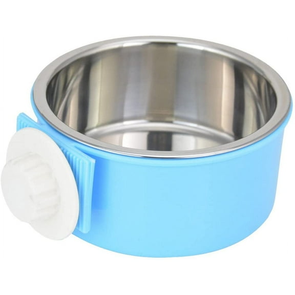 Crate Dog Bowl Removable Stainless Steel Water Food Feeder Bowls Cage Coop Cup for Cat Puppy Bird Pets