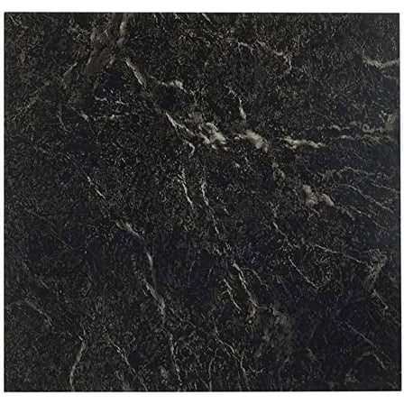 NEXUS Black with White Vein Marble 12x12 Self Adhesive Vinyl Floor Tile - 20 Tiles/20 Sq.Ft., 2 pack