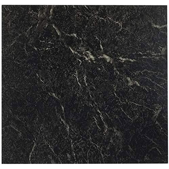 NEXUS Black with White Vein Marble 12x12 Self Adhesive Vinyl Floor Tile - 20 Tiles/20 Sq.Ft., 2 pack
