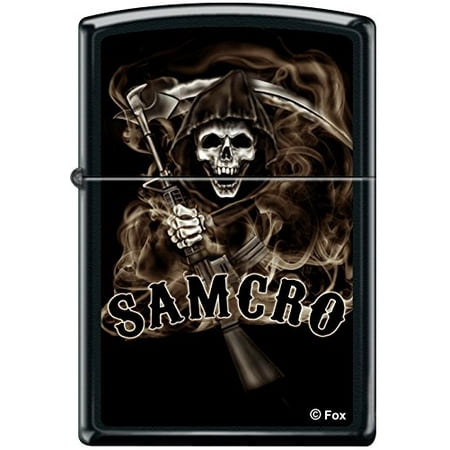 Anarchy Zippo Lighter - Zippo SOA Sons of Anarchy SAMCRO Reaper Black Matte Windproof Lighter RARE
