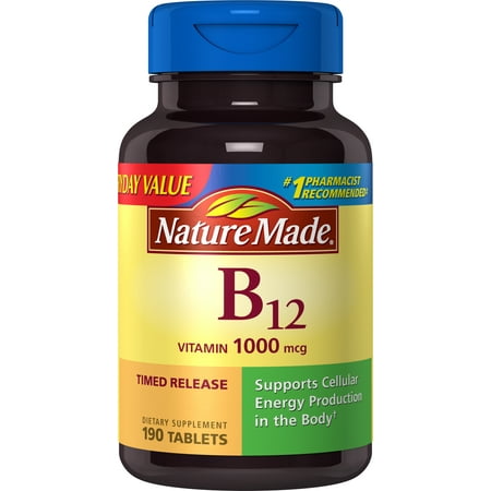 Nature Made Vitamin B12 Tablets, 1000mcg Everyday Value, 190 count