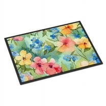 Carolines Treasures DAC1624JMAT 24 x 36 in. Unisex Alaska Forget-Me-Nots in Watercolor Indoor or Outdoor Mat