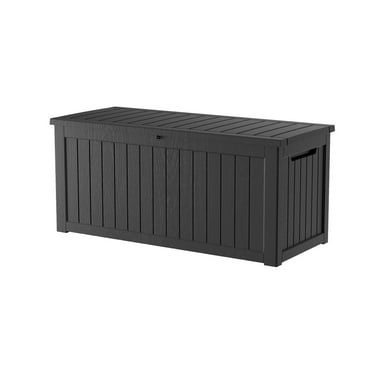 Decksplore 230 Gallon Resin Deck Box, Waterproof Outdoor Storage Box, Lockable for Patio Furniture, Garden Tools, Pool Accessories, for All Weather Use Black