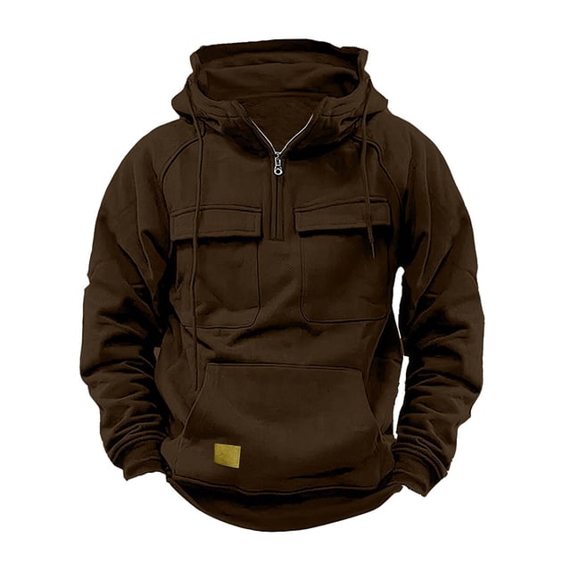 pstuiky manga larga de hombre, Sudadera con capucha y cremallera de un cuarto para hombre, ideal para entrenamiento, gimnasio, deportes, correr, exteriores, chaquetas de invierno xxxl