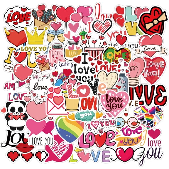 ZLKMQM 50 Pcs Valentine's Day Stickers - Cute Valentines Vinyl Stickers for Kids and Adults - Perfect for Valentines Gifts, Party Favors, and Classroom Exchange