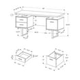 thumbnail image 2 of Monarch Specialties Computer Desk, Home Office, Laptop, Left, Right Set-up, Storage Drawers, 60"l, Work, Metal, Laminate, White, Grey, Contemporary, Modern, 2 of 3