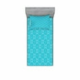 thumbnail image 2 of Geometric Bedding Set with Sheet & Covers, Blue Monochrome Style Ornament Geometric Shapes Curved Crescent Moon Motif, Printed Bedroom Decor 2 Shams, 4 Sizes, Aqua and White, by Ambesonne, 2 of 3