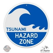 Tsunami Hazard Zone - 3" Vinyl Sticker - For Car Laptop I-Pad Phone Helmet Hard Hat - Waterproof Decal
