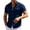 Navy, variant on Men's Cotton Linen Button Down Shirt Collared Short Sleeve Shirt with Pockets 3XL