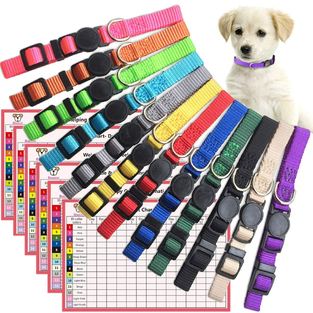 Blaoicni Puppy ID Collar Identification Soft Nylon Adjustable Breakaway Safety Whelping Litter