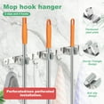 thumbnail image 3 of Jokapy Mop and Broom Holder Hanger Wall Mounted, 3 Position 4 Hooks Tool Organizer, Gray, 3 Pack, 3 of 10