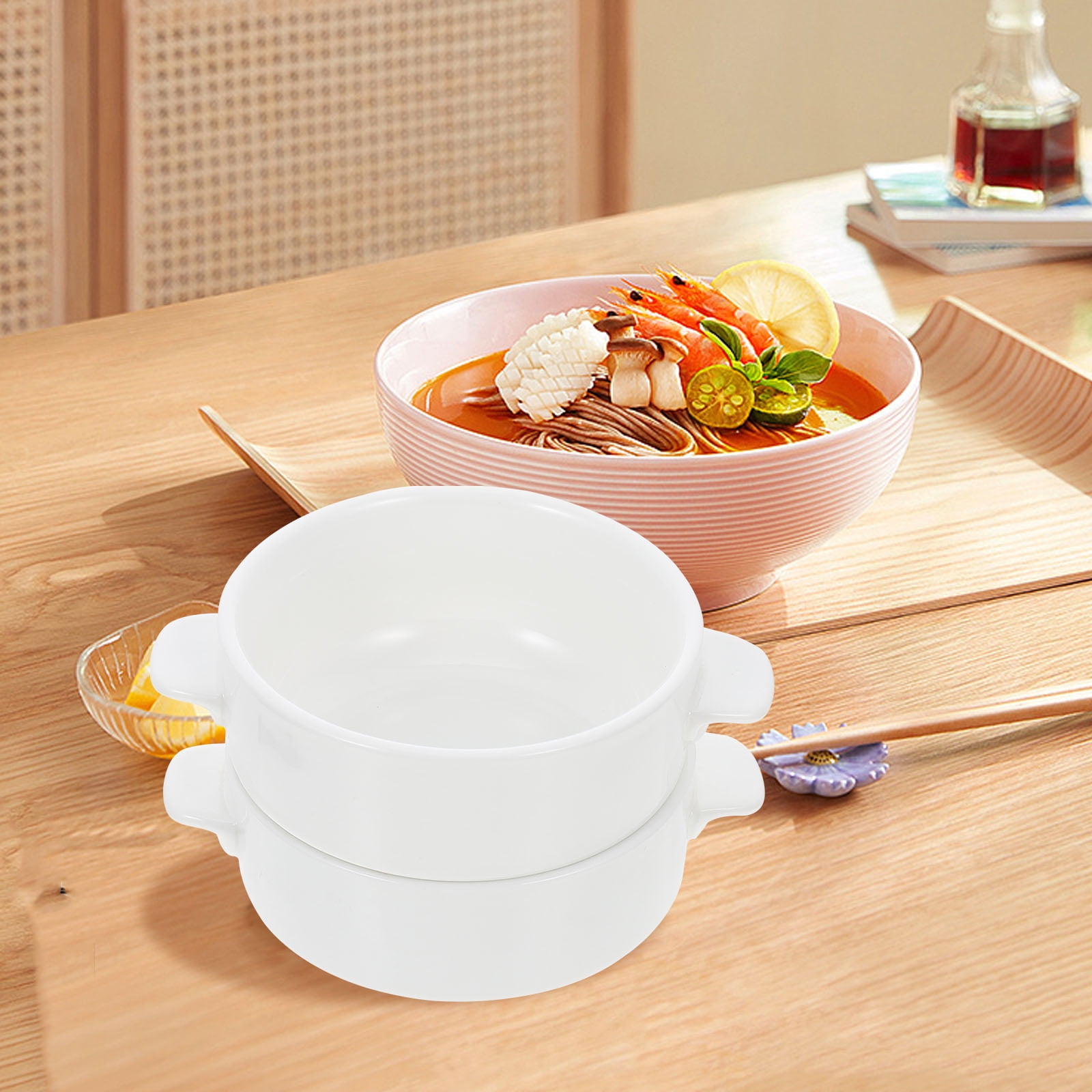 LEORX 2Pcs Steam Egg Bowls for Households and Restaurants in Ceramic