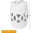 thumbnail image 3 of Sarlai Ceramic Garden Stool - 10.5" x 17" Outdoor Drum Stool, White Decorative Outdoor Stools, Coin Knotted Ring Design & Strong Glazed Material, Decorative Stools for Patio,Elegant Home Decor, 3 of 9
