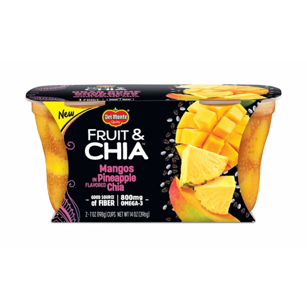 (2 Cups) Del Monte Fruit Cups Fruit & Chia Mango in Pineapple Flavored