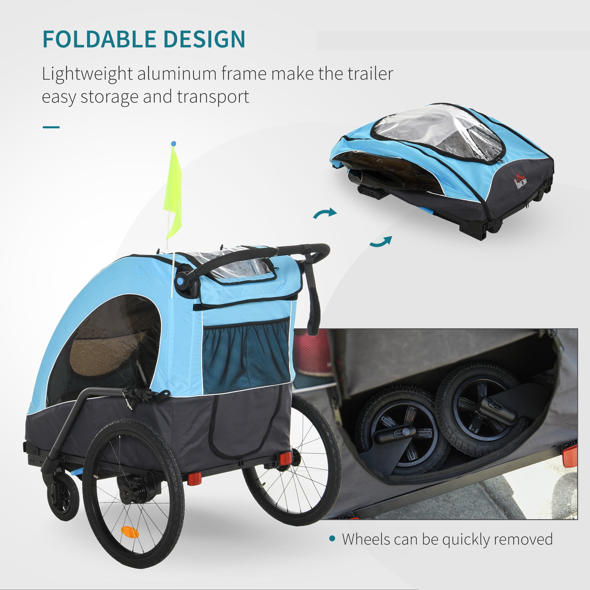 Aosom Child Bike Trailer 3 in 1 Foldable Jogger Stroller 2 Seater 440 014BU