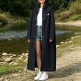 thumbnail image 5 of Women’s Long Length Heavy Duty Rain Coat Hooded Waterproof Raincoat for Outdoor Use, Wind Resistant Full Length Rain Jacket Loose Fit Adults Poncho Black, 5 of 7