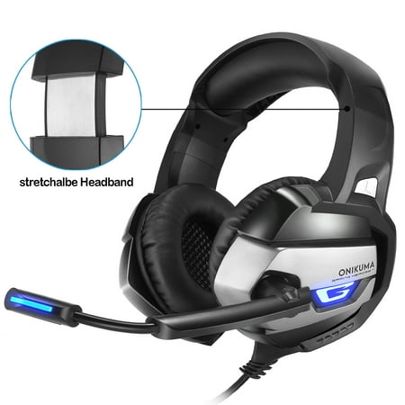 3.5 Mm Headset Adapter Microphone - Gaming Headset - Headset Gaming Headphone for PS4, Xbox One (Adapter Need), Nintendo Switch (Audio) PC Gaming Headset with Crystal Clear Sound, LED Lights & Noise-canceling Microphone (K5-Black)