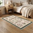thumbnail image 2 of ODIKA 5'x7' Washable Area Rug Pink Olive Geometric Design Elegant Symmetrical with Botanical Motifs for Guest Room, Lounge, Apartment, Non-Slip Low Profile, Stain Resistant, 2 of 7