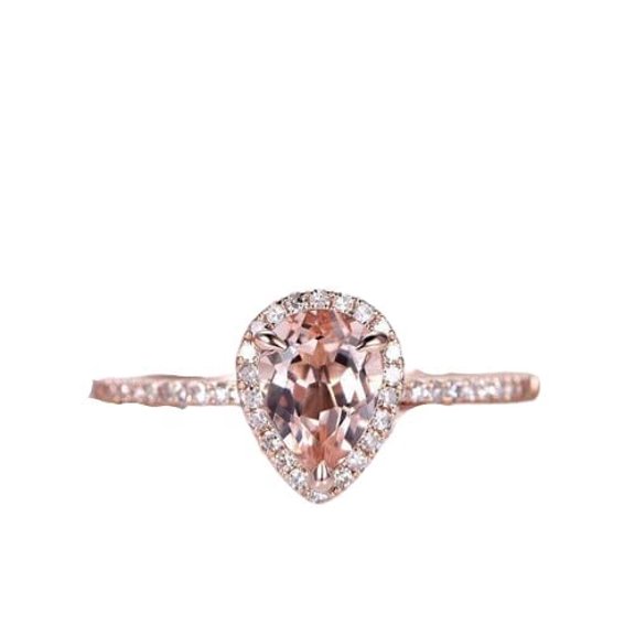 HeartsAndYou 1.12ct Natural Peach Morganite Solitaire Engagement Ring 14k SOLID Rose Gold