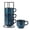 Blue, variant on Large Ceramic Coffee Mug Set Of 4 With Stand 15 Oz Stackable Different Embossment Ribbed Latte Cup For Cappuccino Tea Hot Cocoa Drinks - Dishwasher &wave Safed
