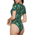 thumbnail image 2 of Pofeuu Pineapple And Cactus Print Short Sleeve Body Suits Women Round Neck Bodysuits for Women Onesie Adult Set Body Suit-Small, 2 of 7