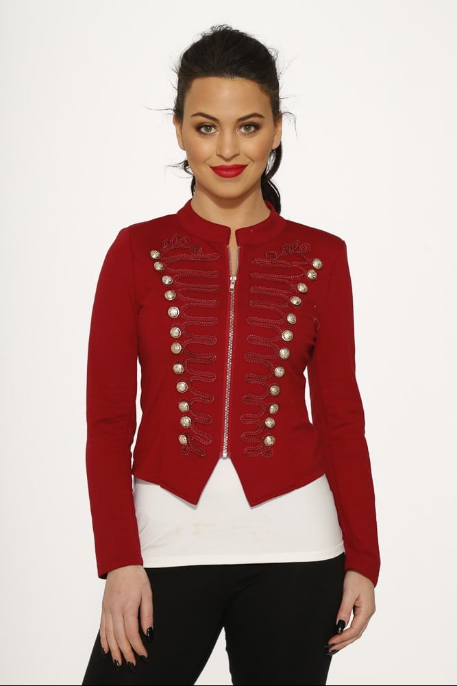 Red military jacket womens Clearance