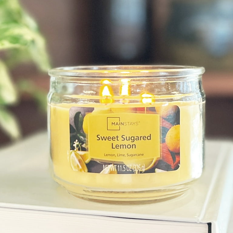 Mainstays Sweet Sugared Lemon Scented 3-Wick Glass Jar Candle 11.5