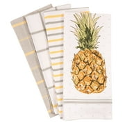 The Pantry Club Pineapple, 4 Pack, Kitchen Dish Towel, 18" x 28"