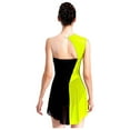 thumbnail image 3 of Aiihoo Womens Figure Skating Dance Dress Sparkly Color Block Sleeveless Skirted Leotard Dress Fluorescent Yellow M, 3 of 7