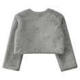 thumbnail image 5 of Kaerm Kids Girls Faux Fur Bolero Cardigan Wedding Bridesmaid Dress Shrug Long Sleeve Cropped Jacket Coat Top Gray 10-12, 5 of 6